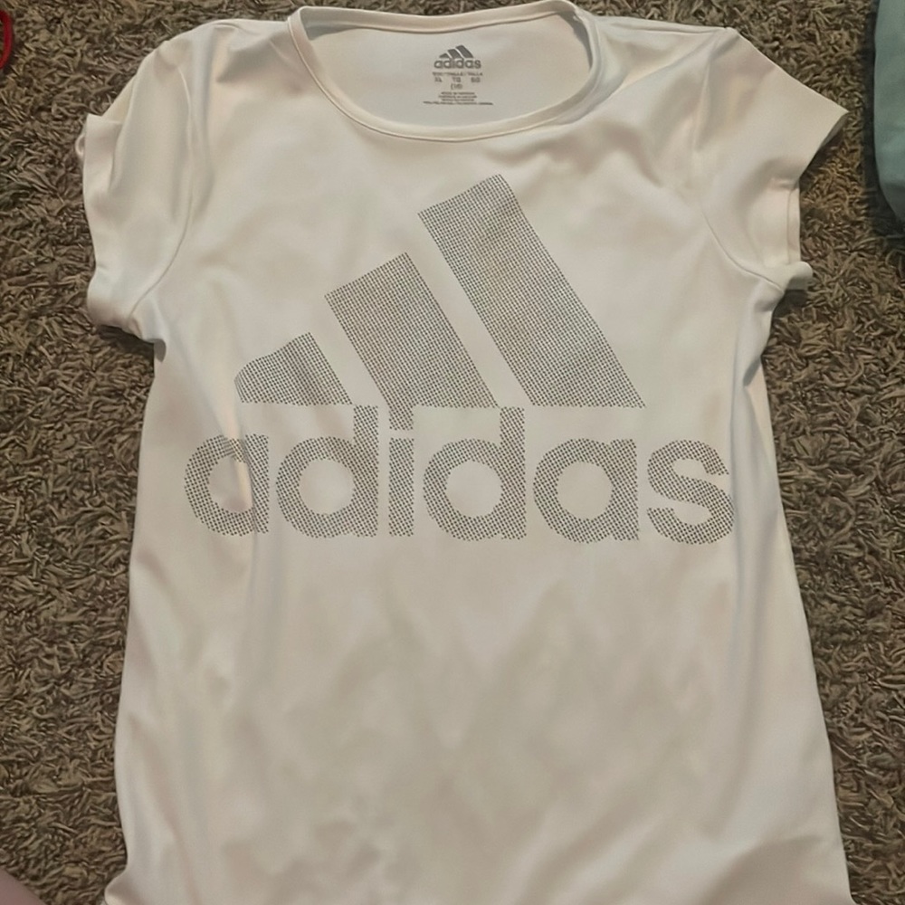Kids Adidas t-shirt color= white size= youth XL